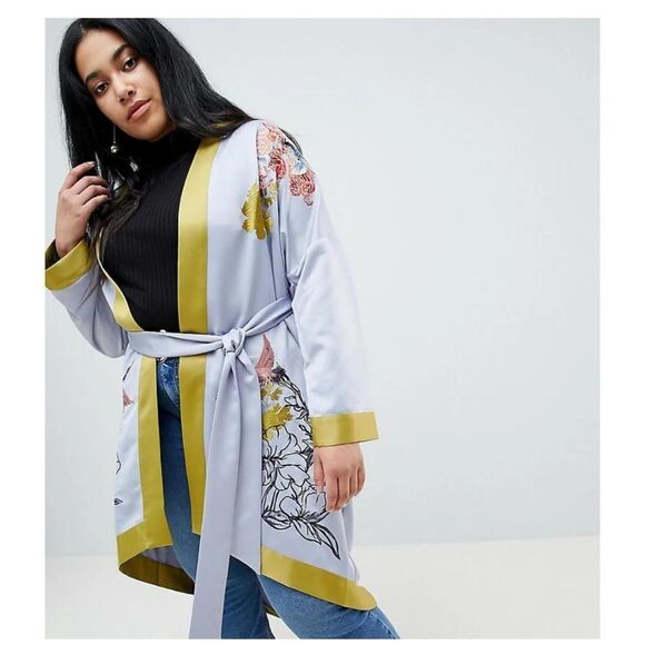 lost ink plus LONGLINE KIMONO WITH EMBROIDERY - Picture 4 of 9